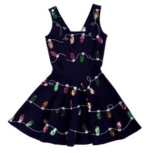 Black Sequin Lights Christmas Holiday Dress